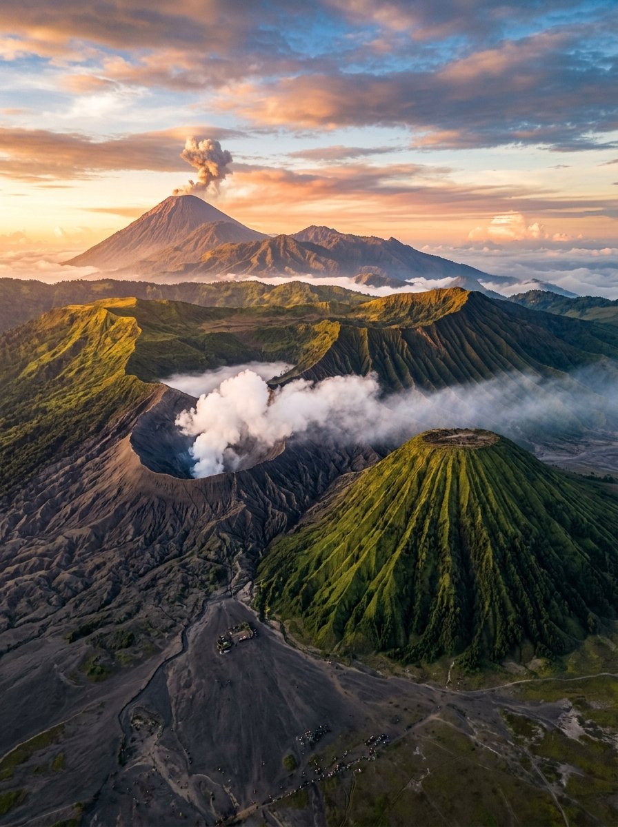 Scenic Tropical Volcano Crater Landscape